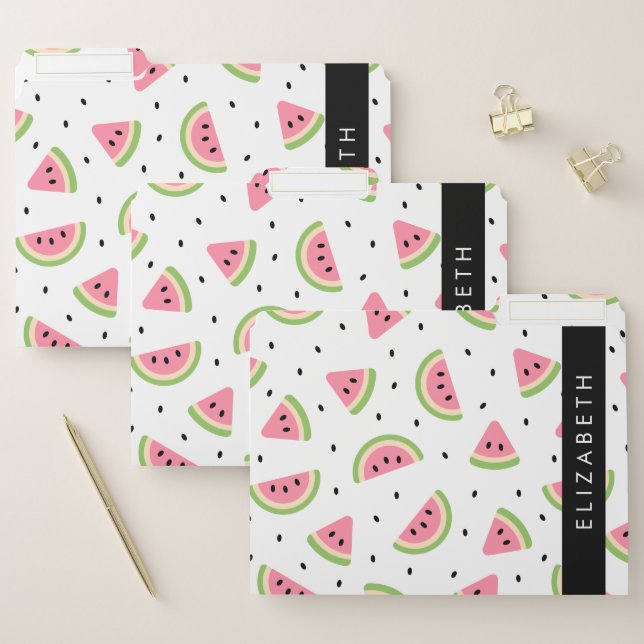 Pink Watermelons, Watermelon Seeds, Your Name File Folder (Set)