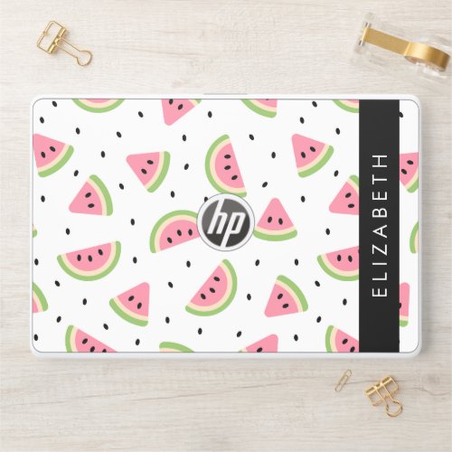 Pink Watermelons Watermelon Seeds Your Name HP Laptop Skin