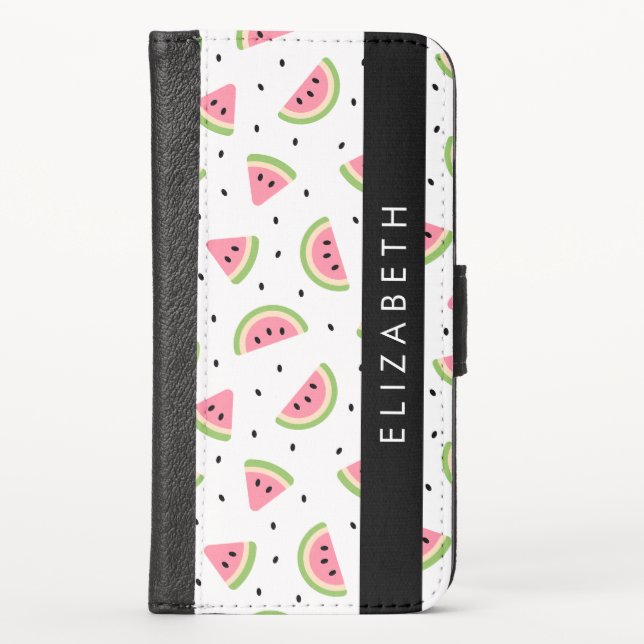 Pink Watermelons, Watermelon Seeds, Your Name iPhone Wallet Case (Front)