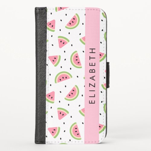 Pink Watermelons Watermelon Seeds Your Name iPhone X Wallet Case