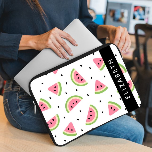 Pink Watermelons, Watermelon Seeds, Your Name Laptop Sleeve (Creator Uploaded)