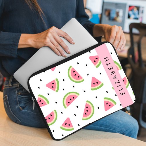 Pink Watermelons Watermelon Seeds Your Name Laptop Sleeve