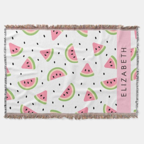 Pink Watermelons Watermelon Seeds Your Name Throw Blanket