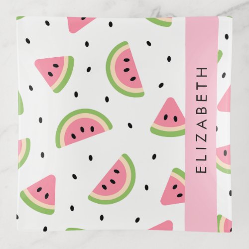 Pink Watermelons Watermelon Seeds Your Name Trinket Tray