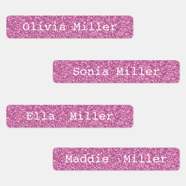 Pink waterproof name labels school daycare (Group)
