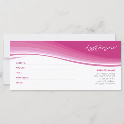 Pink Wave Gift Card Certificate