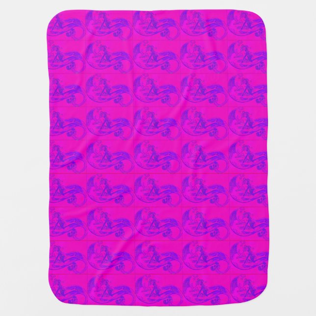pink wave mermaid baby blanket (Front)