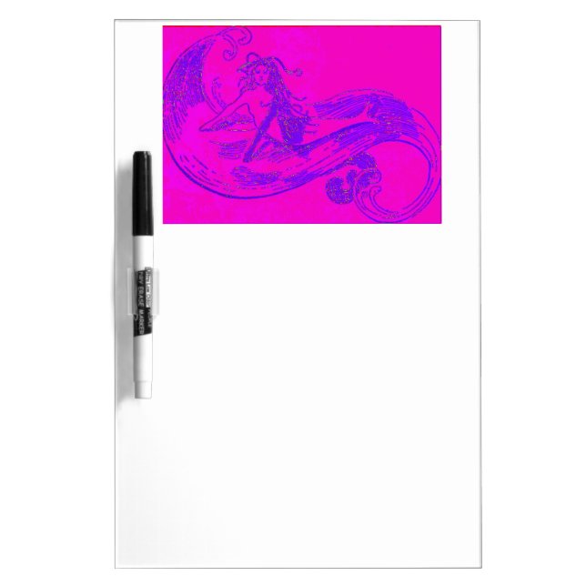 pink wave mermaid dry erase board (Front)