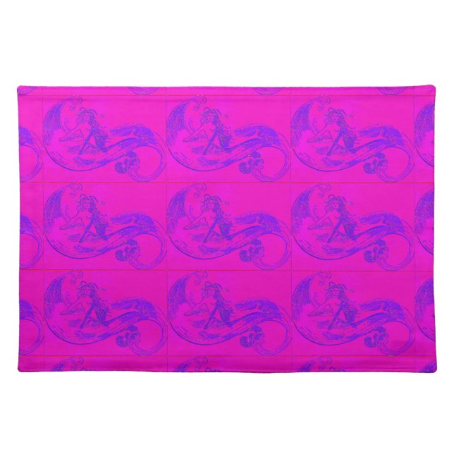 pink wave mermaids placemat (Front)