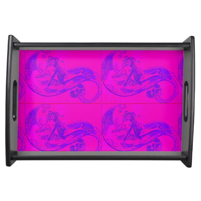 pink wave mermaids serving tray (Front)