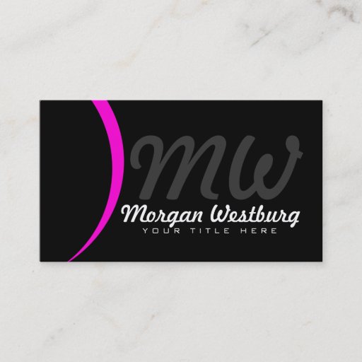 Customizable Pink Wave Professional Monogram Business Cards