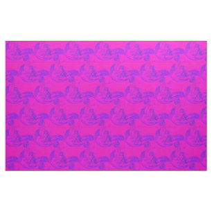 pink wave rider mermaids pattern fabric