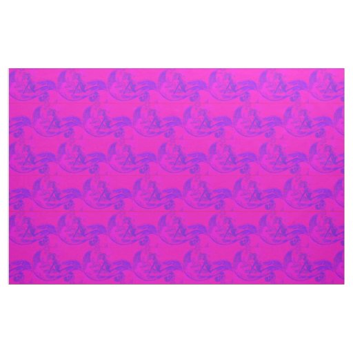 pink wave rider mermaids pattern fabric