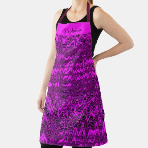 Pink Waves Abstract Wave Patterns Monograms Cute Apron