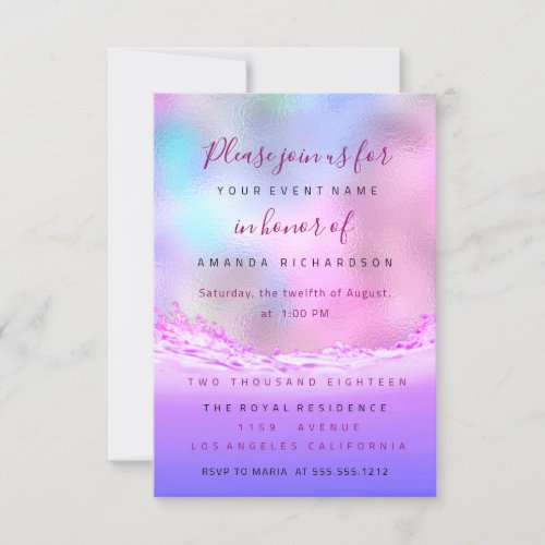 Pink Waves Bridal Sweet 16th Pink Ocean Pastel Invitation