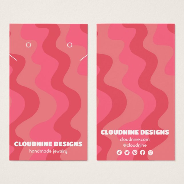 Pink Waves Earring Necklace Jewelry Display Card (Front & Back)