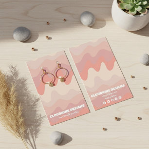 Pink Waves Earring Necklace Jewelry Display Card