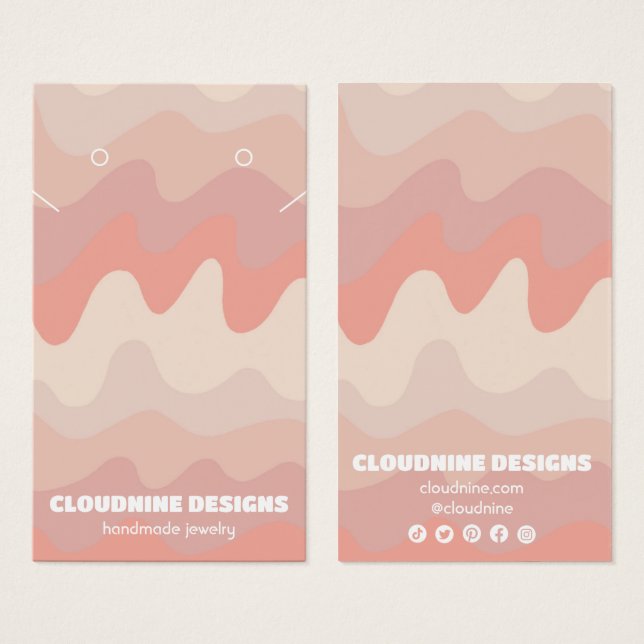 Pink Waves Earring Necklace Jewelry Display Card (Front & Back)