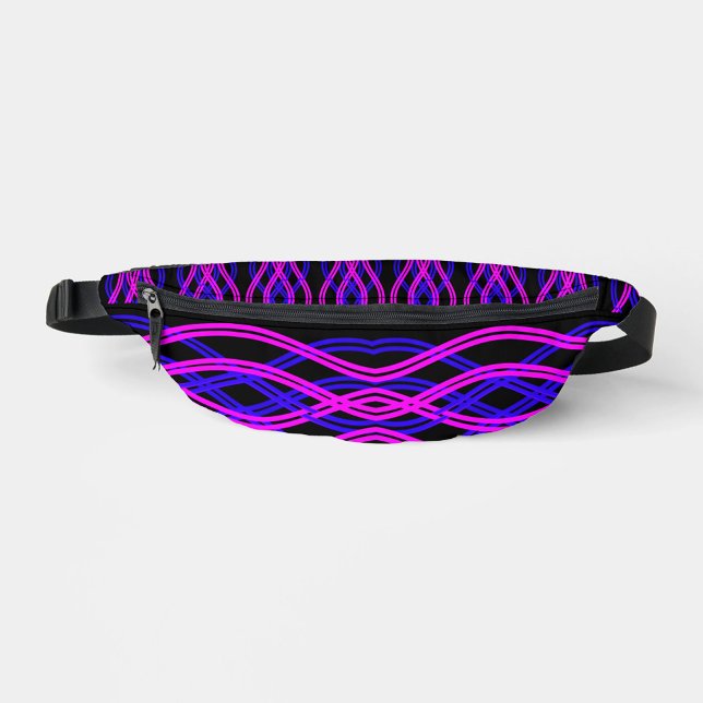 Pink Waves  Fanny Pack (A stylish fanny pack with vibrant purple and blue wave patterns. )
