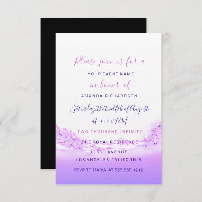Pink Waves Ocean Pink Purple Ombre Bridal Wedding Invitation (Front/Back)