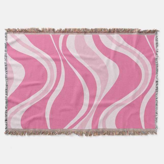 Pink Waves Throw Blanket  (Front)