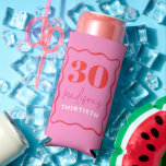 Pink Wavy 30th Birthday Party  Seltzer Can Cooler<br><div class="desc">Celebrate your 30th birthday in style with this custom pink wavy slim can cooler, perfect for keeping your seltzer ice-cold at your birthday celebration. This trendy seltzer can holder features a unique wavy design in pink and red colors, making it a fun and practical party favor for your guests. Upgrade...</div>