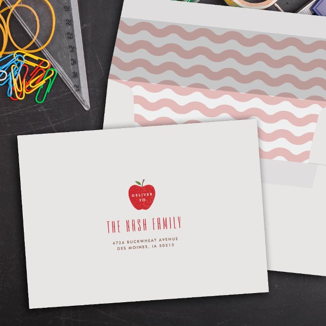 Pink Wavy Apple Self-Addressed Graduation  Envelope (Creator Uploaded)