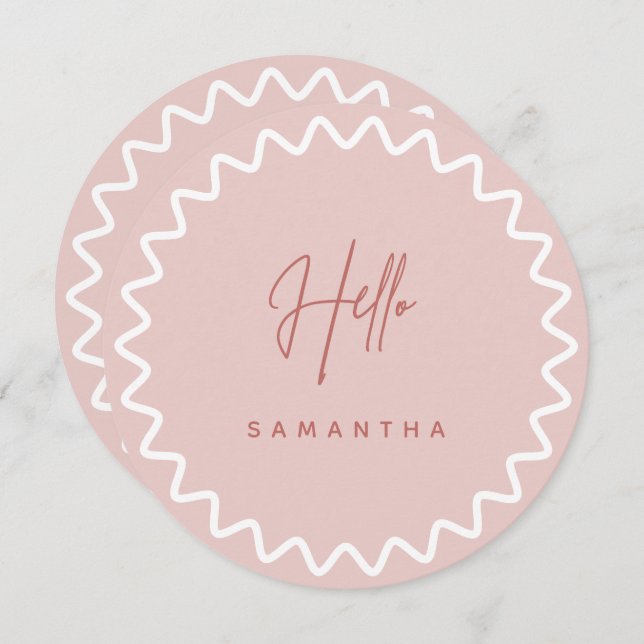 Pink Wavy Border Menu Card with Name (Front/Back)