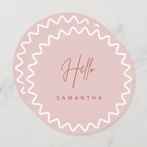 Pink Wavy Border Menu Card with Name