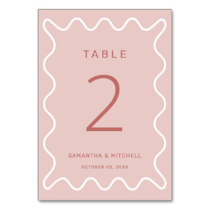 Pink Wavy Border Table Number