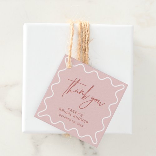 Pink Wavy Border Thank You Favor Tags