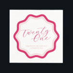 Pink Wavy Curvy Squiggly Girls 21st Birthday Napkins<br><div class="desc">This design features twenty first birthday chic trendy theme with wavy curvy and squiggly frame in shocking pink and pastel pink colors . This product can be easily personalized. If you need help with the customization of the product or need matching products kindly please contact me via Zazzle.</div>