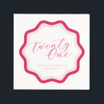 Pink Wavy Curvy Squiggly Girls 21st Birthday Napkins<br><div class="desc">This design features twenty first birthday chic trendy theme with wavy curvy and squiggly frame in shocking pink and pastel pink colors . This product can be easily personalized. If you need help with the customization of the product or need matching products kindly please contact me via Zazzle.</div>