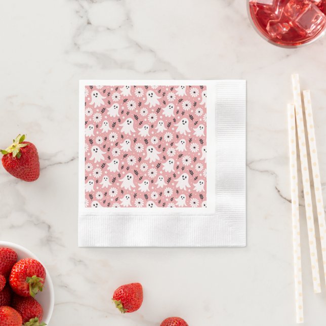 Pink Wavy Halloween Napkins (Insitu)