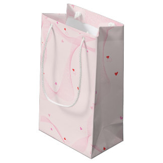 Pink wavy lines with red hearts Gift Bag