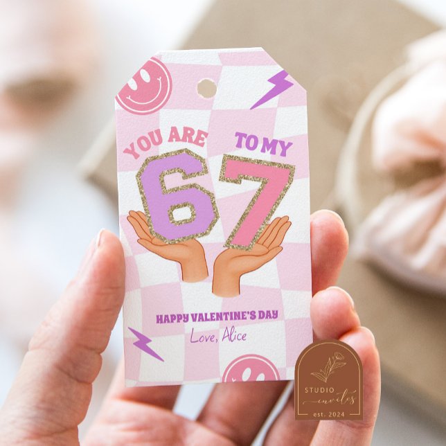 Pink Wavy Retro 67 Valentine Tag (Creator Uploaded)