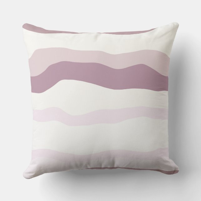 Pink Wavy Stripes Throw Pillow (Back)