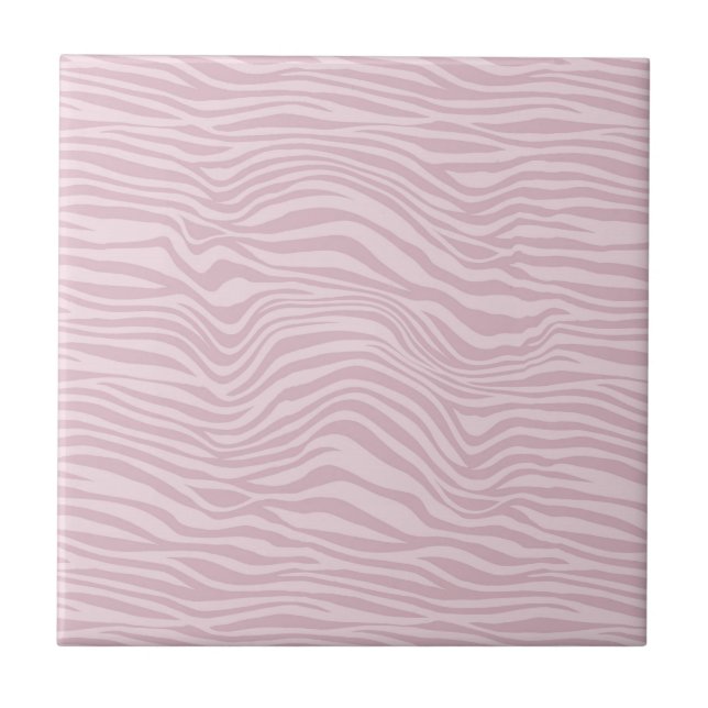 Pink Wavy Zebra Stripe Seamless Pattern Ceramic Tile (Front)