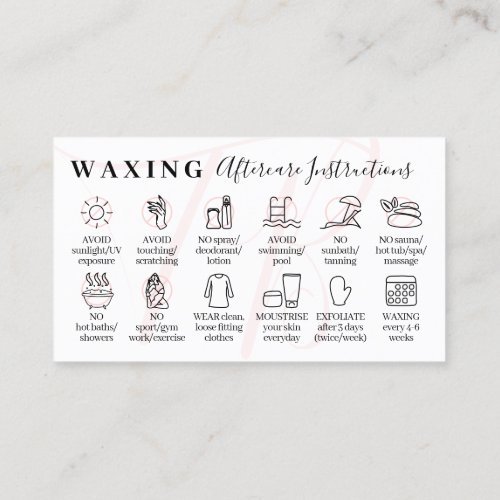 Pink Waxing aftercare twelve advice instruction Business Card