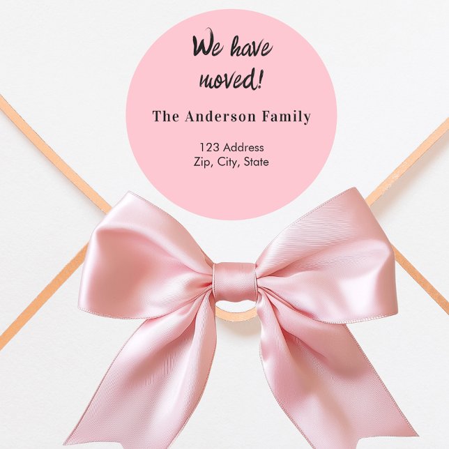 Pink we have moved new address classic round sticker (Creator Uploaded)