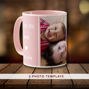 Pink We Love You Nanny 2 Photo Collage Grandma Mug