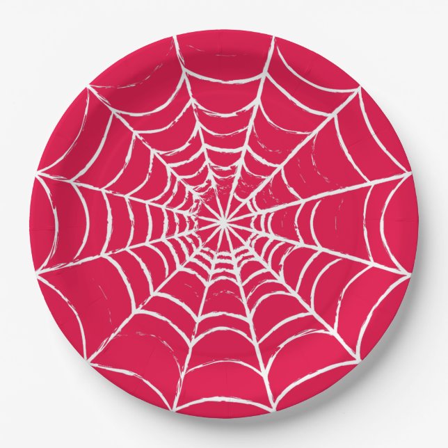 Pink Web Paper Plates (Front)