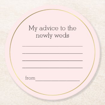 Pink Wedding Advice Paper Coaster by Myweddingday at Zazzle