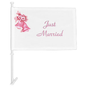 Pink Wedding Bells Car Flag