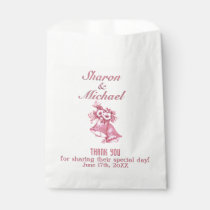 Pink Wedding Bells Favor Bag Names and Date