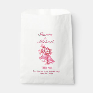 Pink Wedding Bells Favor Bag Names and Date