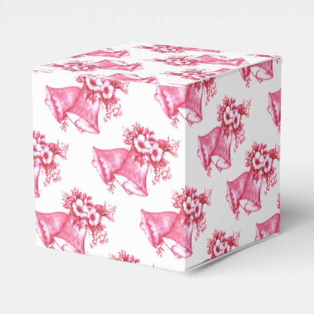 Pink Wedding Bells Favor Boxes (Front Side)