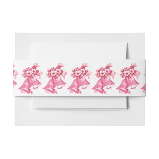 Pink Wedding Bells Invitation Belly Band