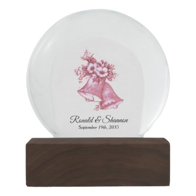 Pink Wedding Bells Names and Date Snow Globe