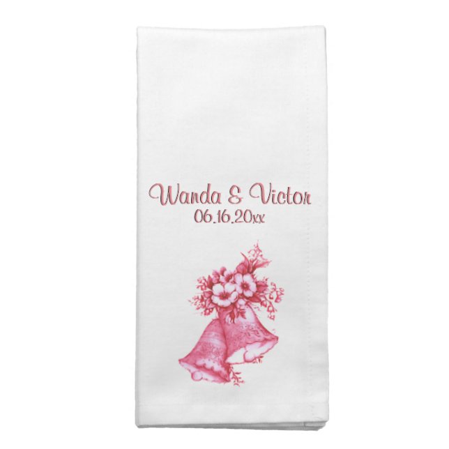 Pink Wedding Bells Personalized Napkin (Folded)